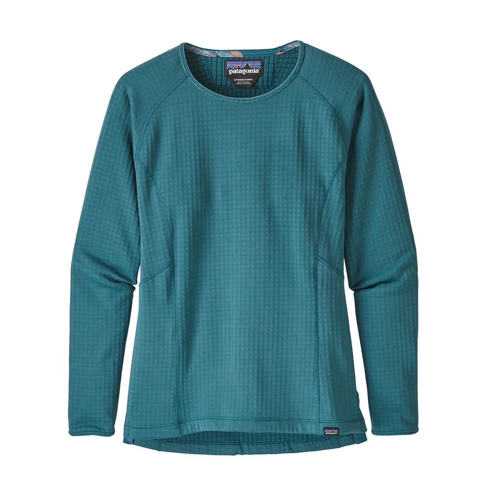 Patagonia R1 Crew Women's Teal Long Sleeve Top Fleece Small Tasmanian Teal EUC